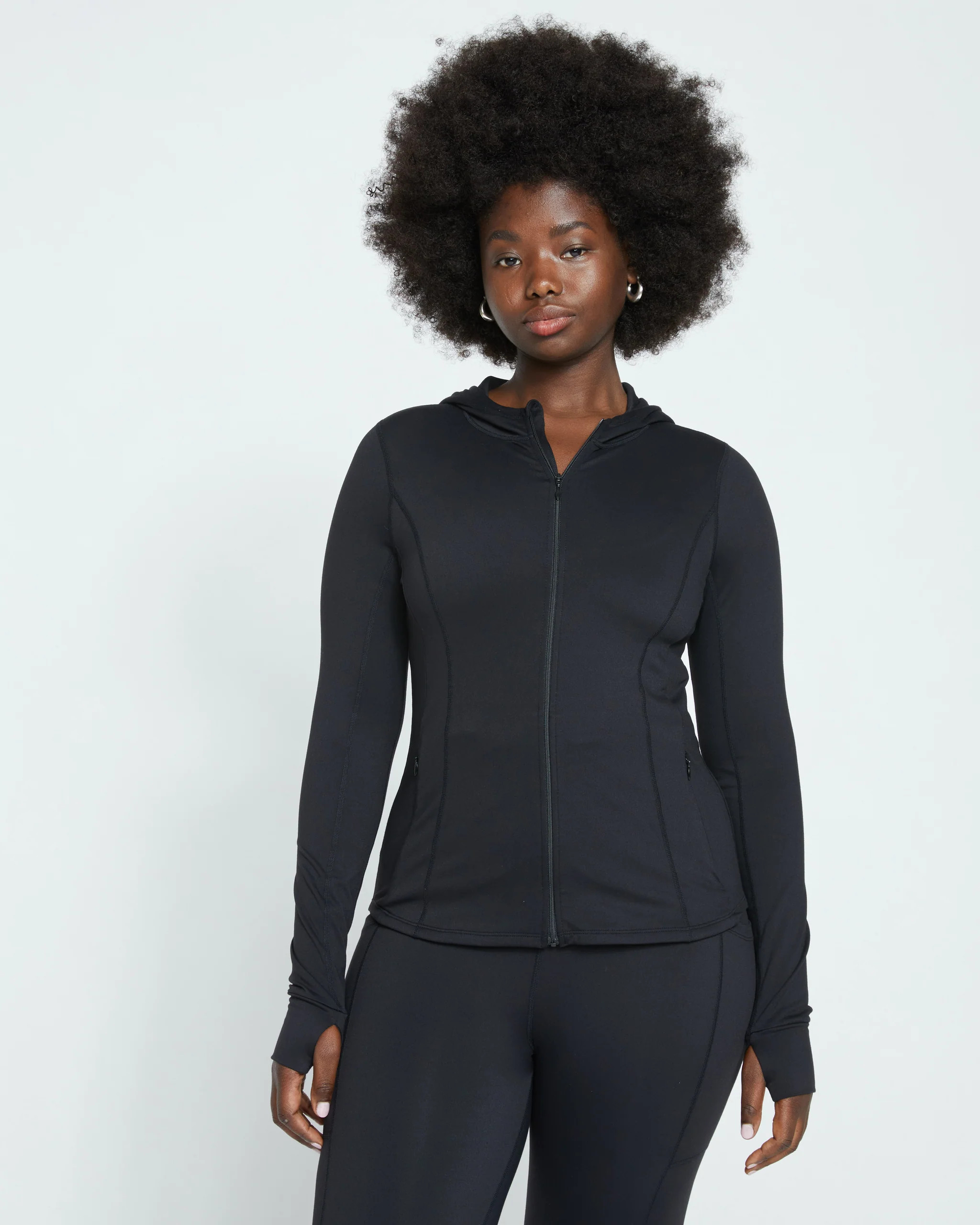 Next-to-Naked Hooded Zip Jacket - Black | Universal Standard