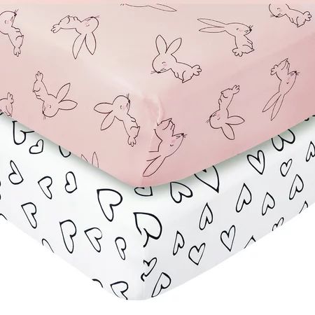 Little Star Organic 100% Pure Organic Cotton Fitted Jersey Crib Sheets, 2 Pk, Pink-Modern Blush | Walmart (US)