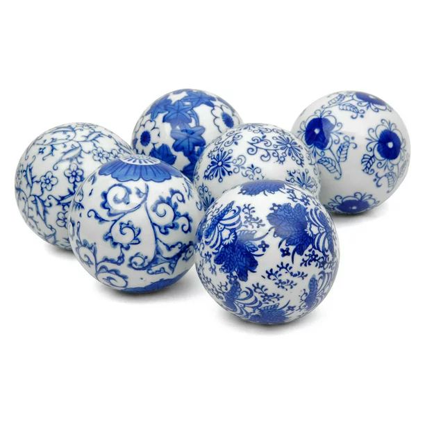 Oriental Furniture 3" Blue & White Decorative Porcelain Ball Set, 6 balls, any occasion, centerpi... | Walmart (US)