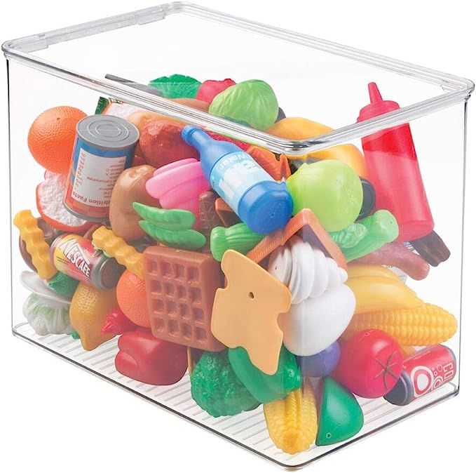 mDesign Stackable Closet Plastic Storage Bin Box with Lid - Container for Organizing Child's/Kids... | Amazon (US)