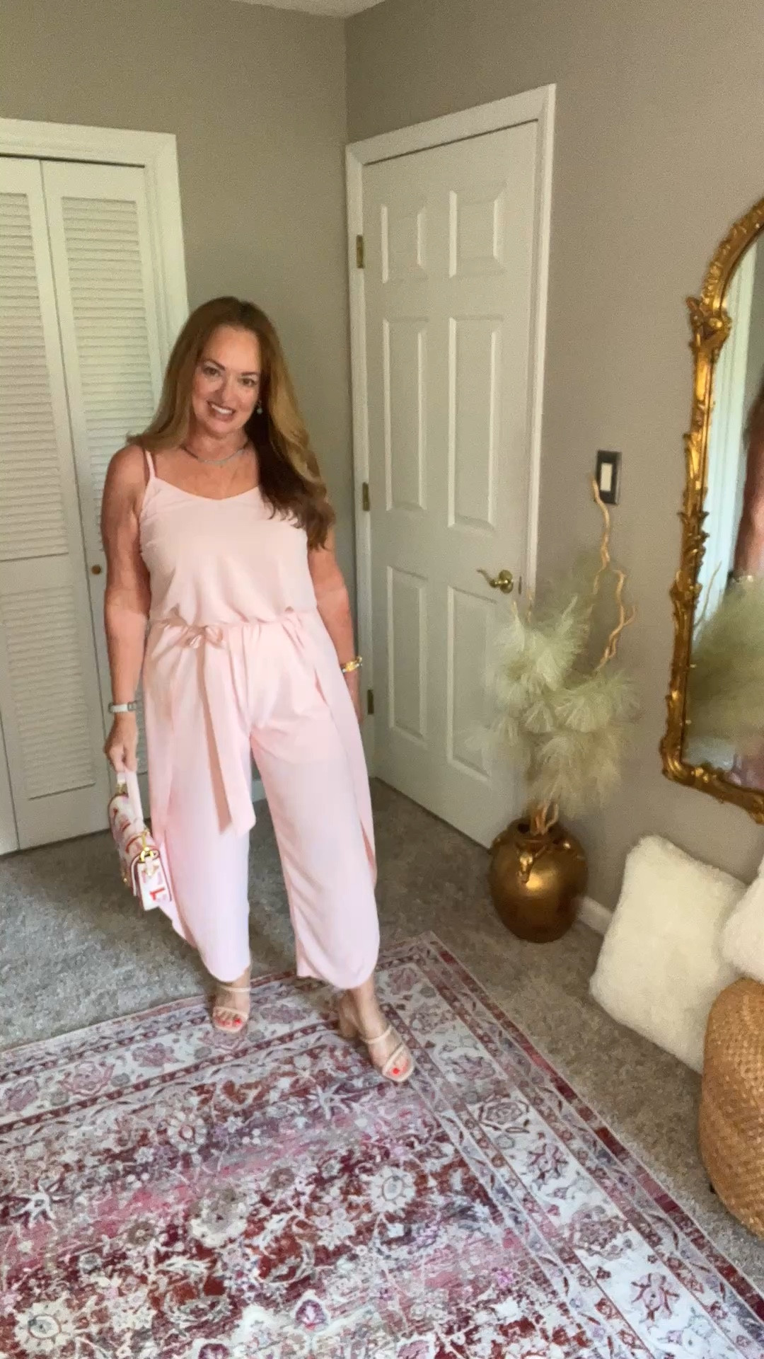 Blush pink jumpsuit with petal detail hem.
Perfect for Summer occasions .

#LTKOver40 #LTKWedding #LTKTravel