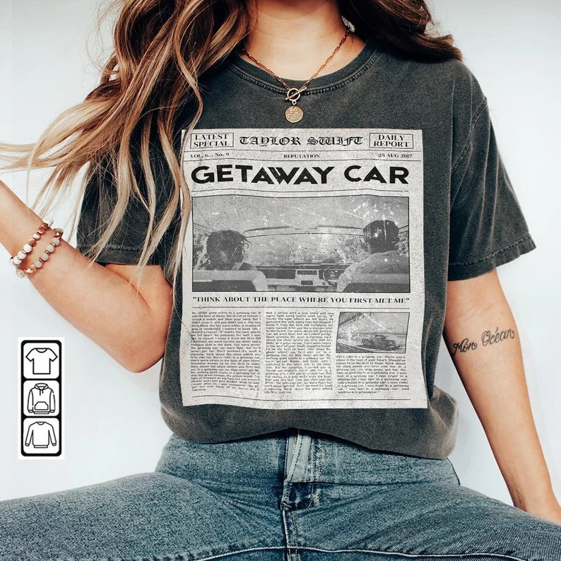 Taylor Music Shirt, Album Cover Retro Music, Getaway Car Retro Newspaper, Taylor Graphic Unisex G... | Etsy (US)
