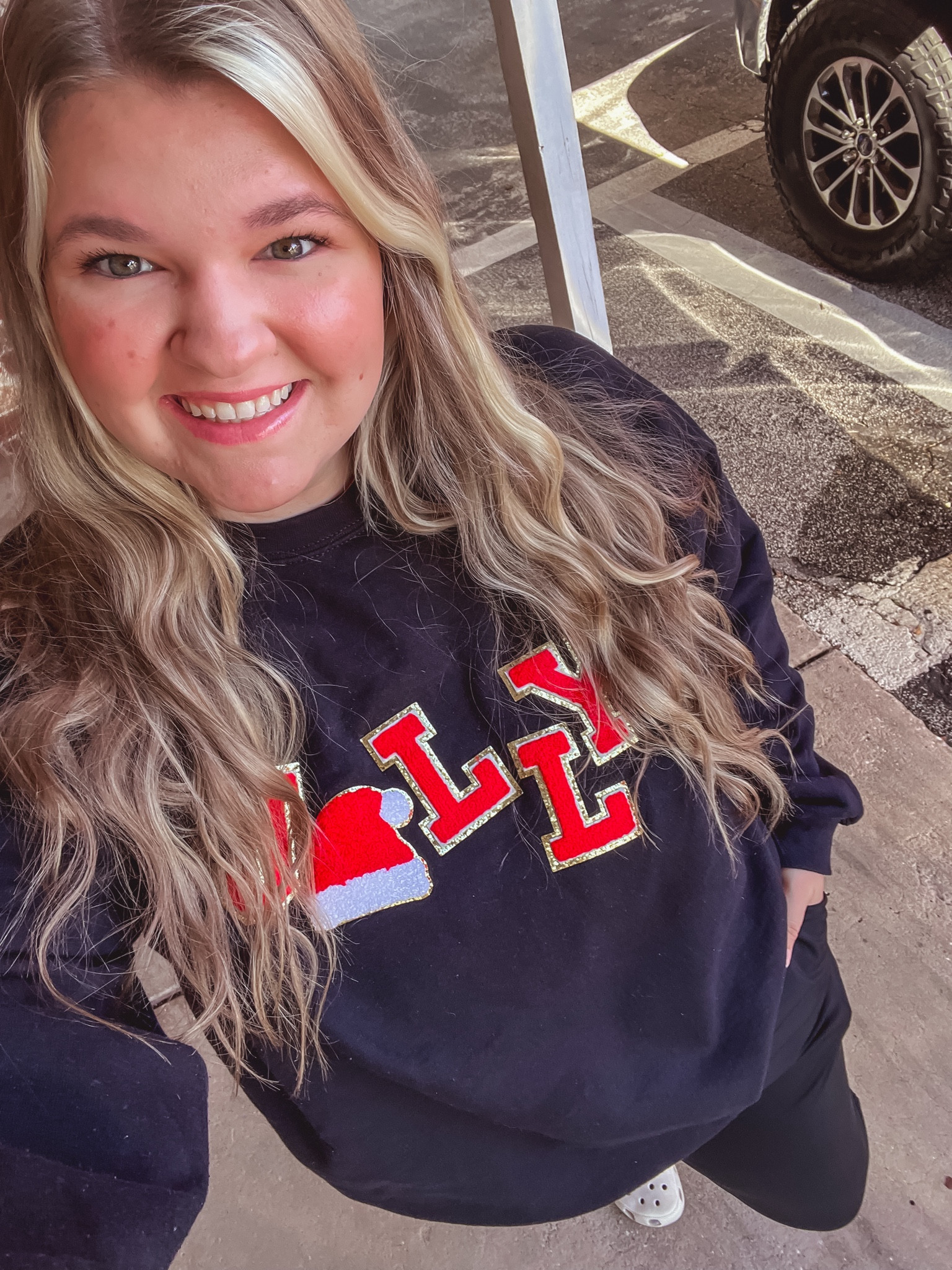 Letter patch sweatshirts are my favorite!! ❤️ wearing size 2x use code cecie10 for $$ off