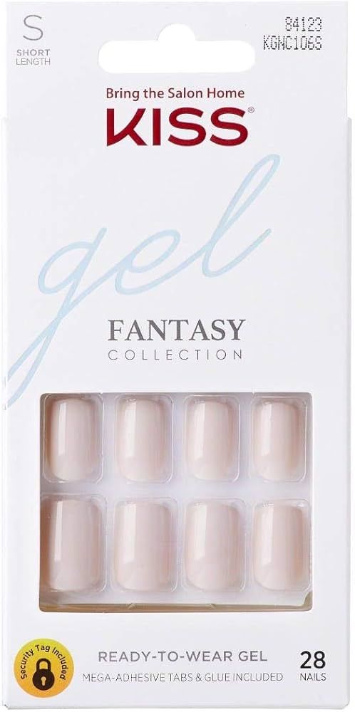 KISS Gel Fantasy Ready-to-Wear Press-On Gel Nails, “Here I Am”, Short, White, Nail Kit with 2... | Amazon (US)