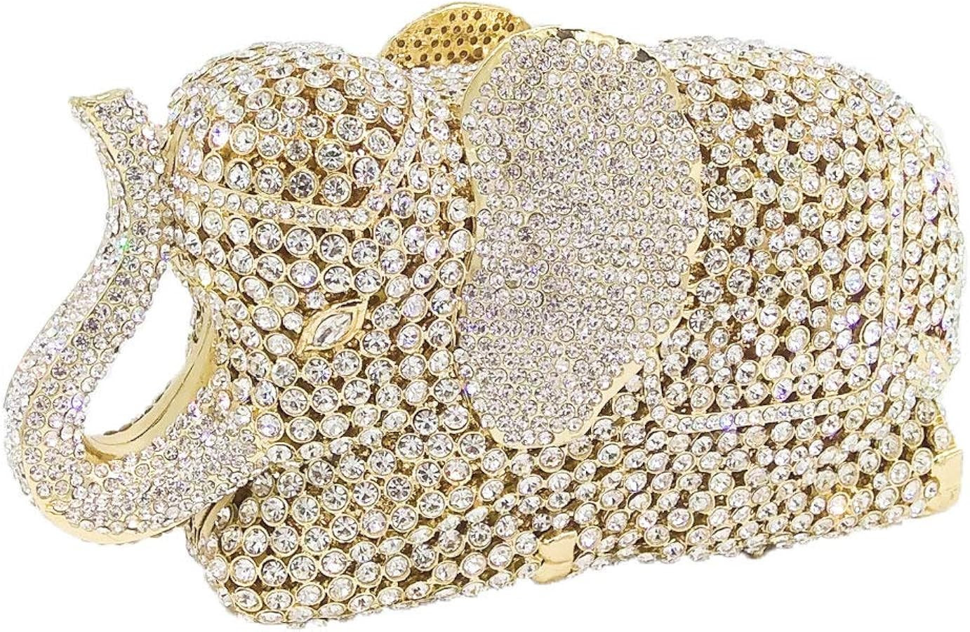 Boutique De FGG Elephant Evening Clutches Bags Metal Crystal Clutch Minaudiere Wedding Bridal Pur... | Amazon (US)