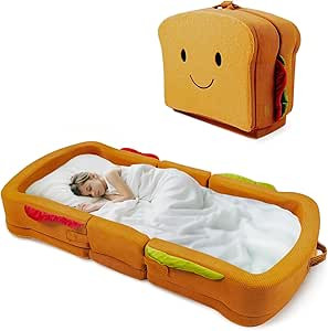 Toddler Travel Bed Sandwich Style - Portable Toddlers Floor Beds, Foldable Soft Foam Travel Crib ... | Amazon (US)
