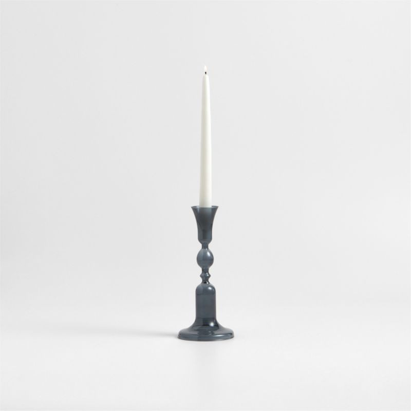 Milano Medium Blue Glass Taper Candle Holder 9.3" + Reviews | Crate & Barrel | Crate & Barrel