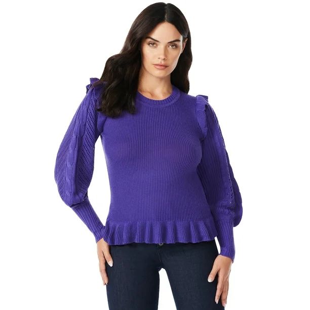 Sofia Jeans by Sofia Vergara Women's Pointelle Sleeve Sweater | Walmart (US)