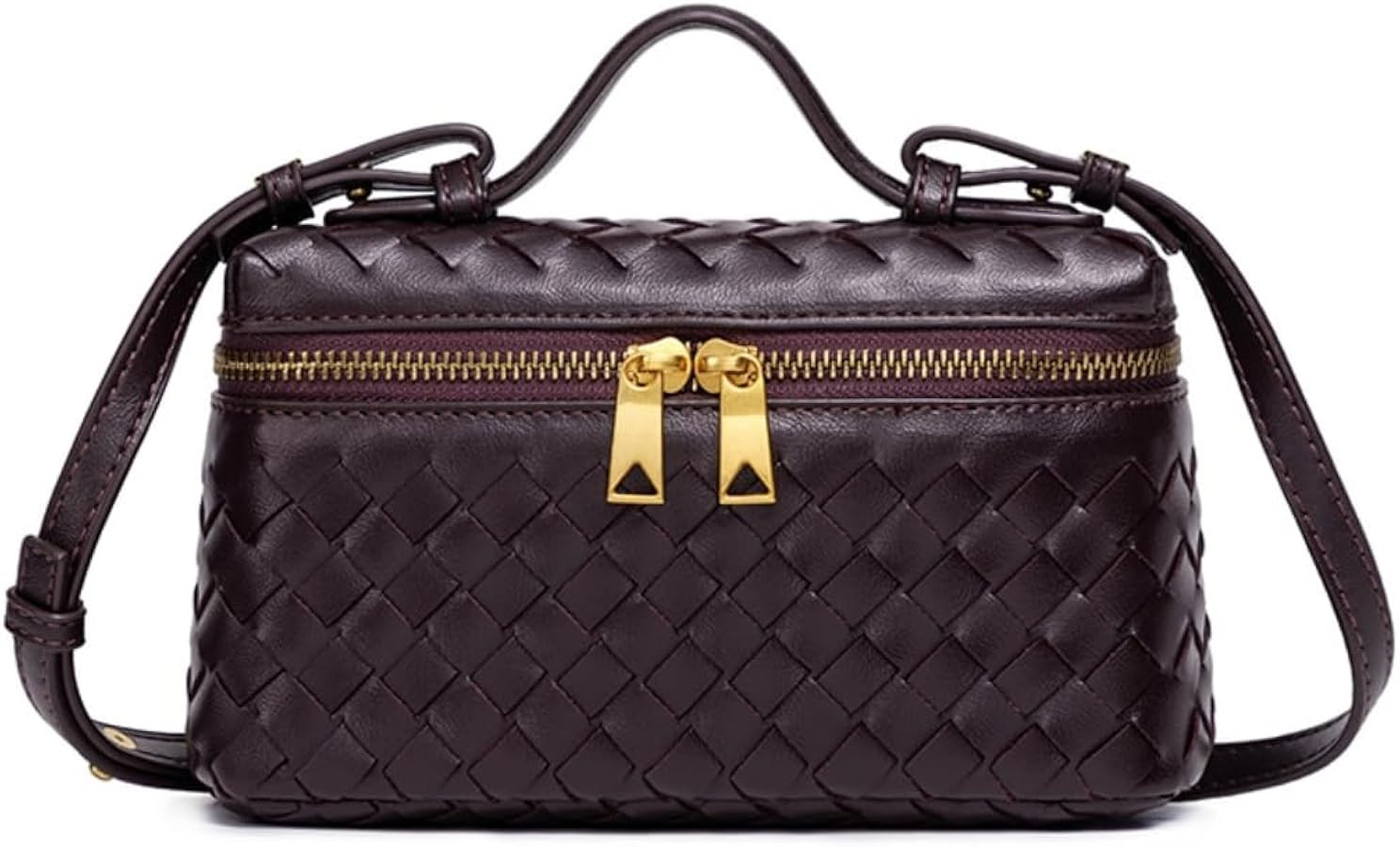 Women\u2019s Woven Square Box Shoulder Crossbody Bags Trendy Satchel Mini Top Handle Handbags Pur... | Amazon (US)