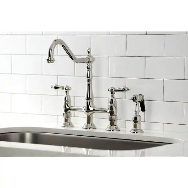 Heritage Bridge Kitchen Faucet with Brass Sprayer - Overstock - 32402638 | Bed Bath & Beyond