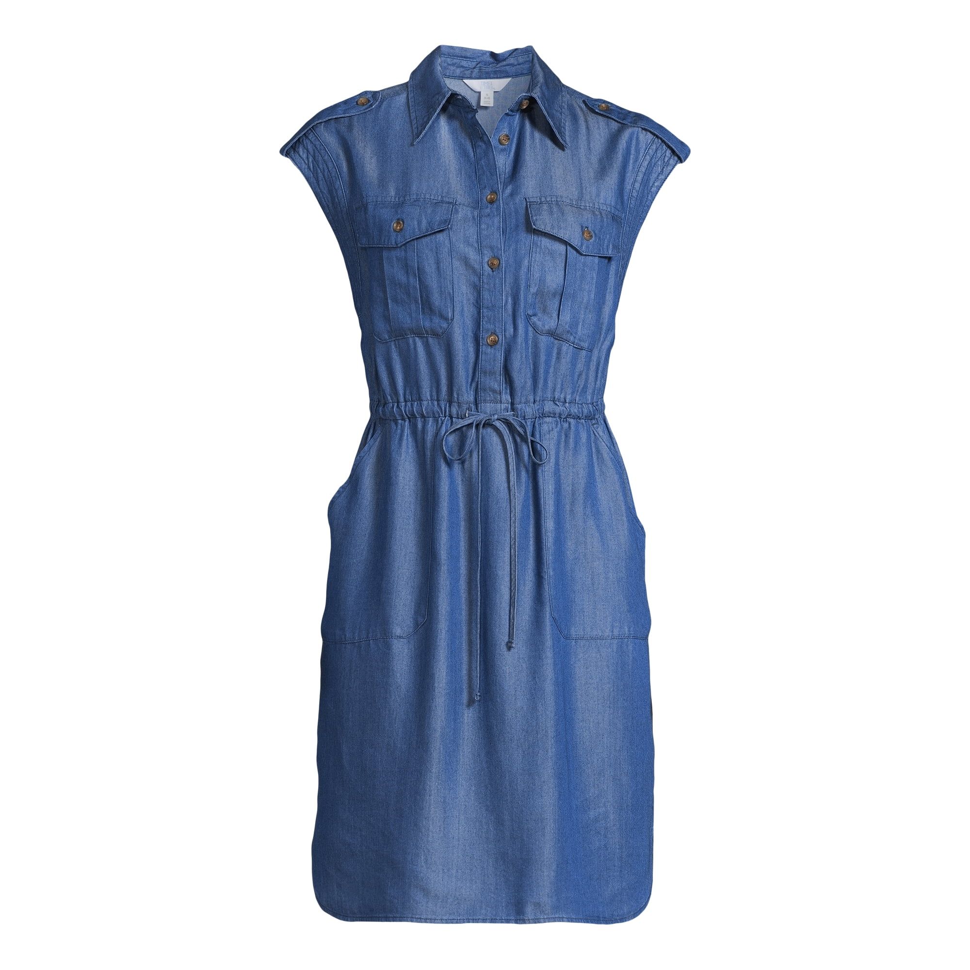 Time and Tru Women's  and Women's Plus Short Sleeve Utility Shirt Dress, Sizes XS-4X | Walmart (US)