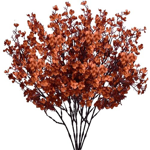 Mandy's Burnt Orange Artificial Baby’s Breath Flowers 6 Bundles Silk Gypsophila with Bendable Stems for Fall Centerpiece Wedding Decor and Table Arrangements | Amazon (US)