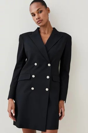 Diamante Trim Blazer Mini Dress | Karen Millen UK + IE + DE + NL