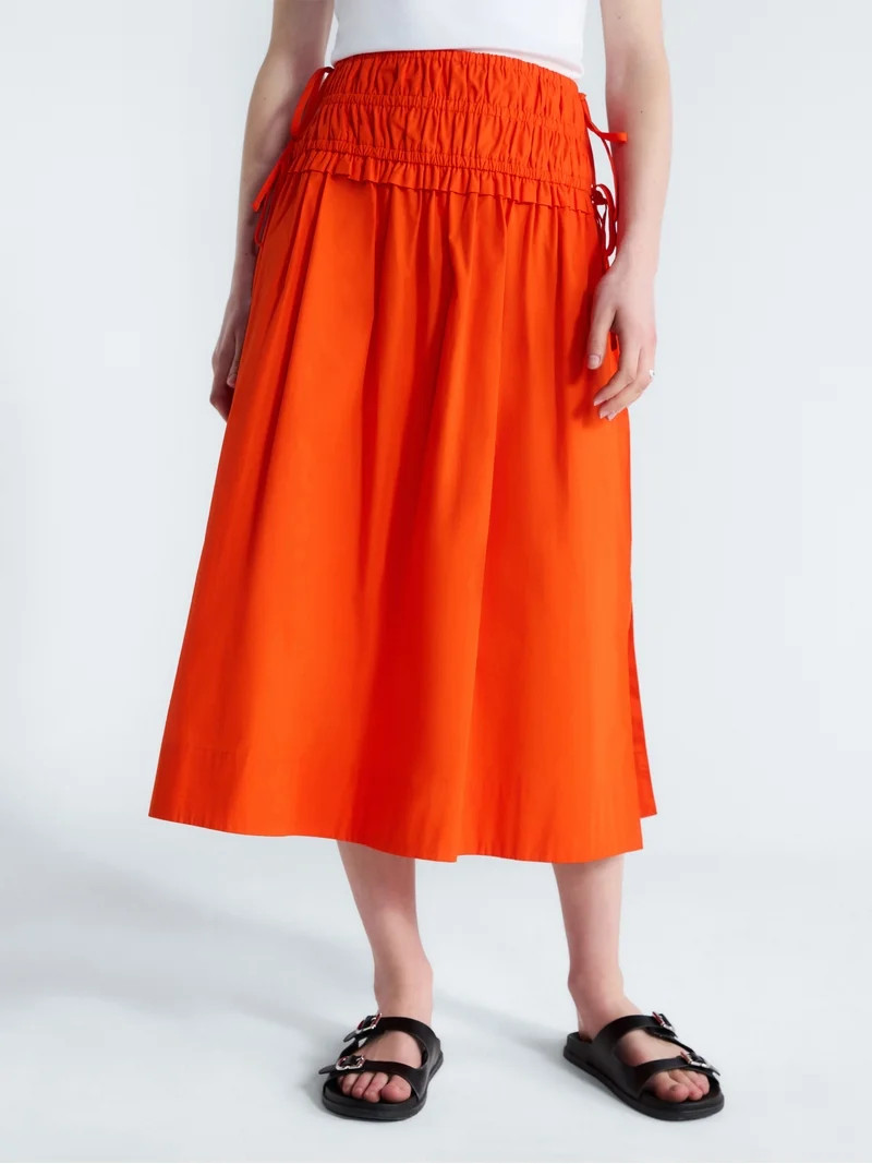 Free Assembly Women's and Women's Plus Smocked Drawstring Cotton Maxi Skirt, Sizes XS-4X | Walmart (US)