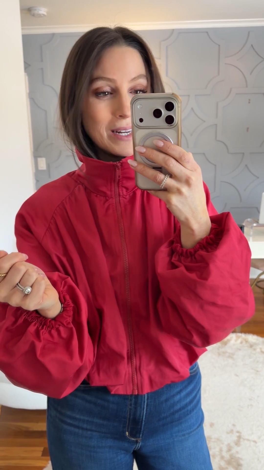 I did my true size, but you could size down one if between sizes. This is the color of the season and so special and eye-grabbing. Linked similar options, too!

#LTKSeasonal #LTKOver40