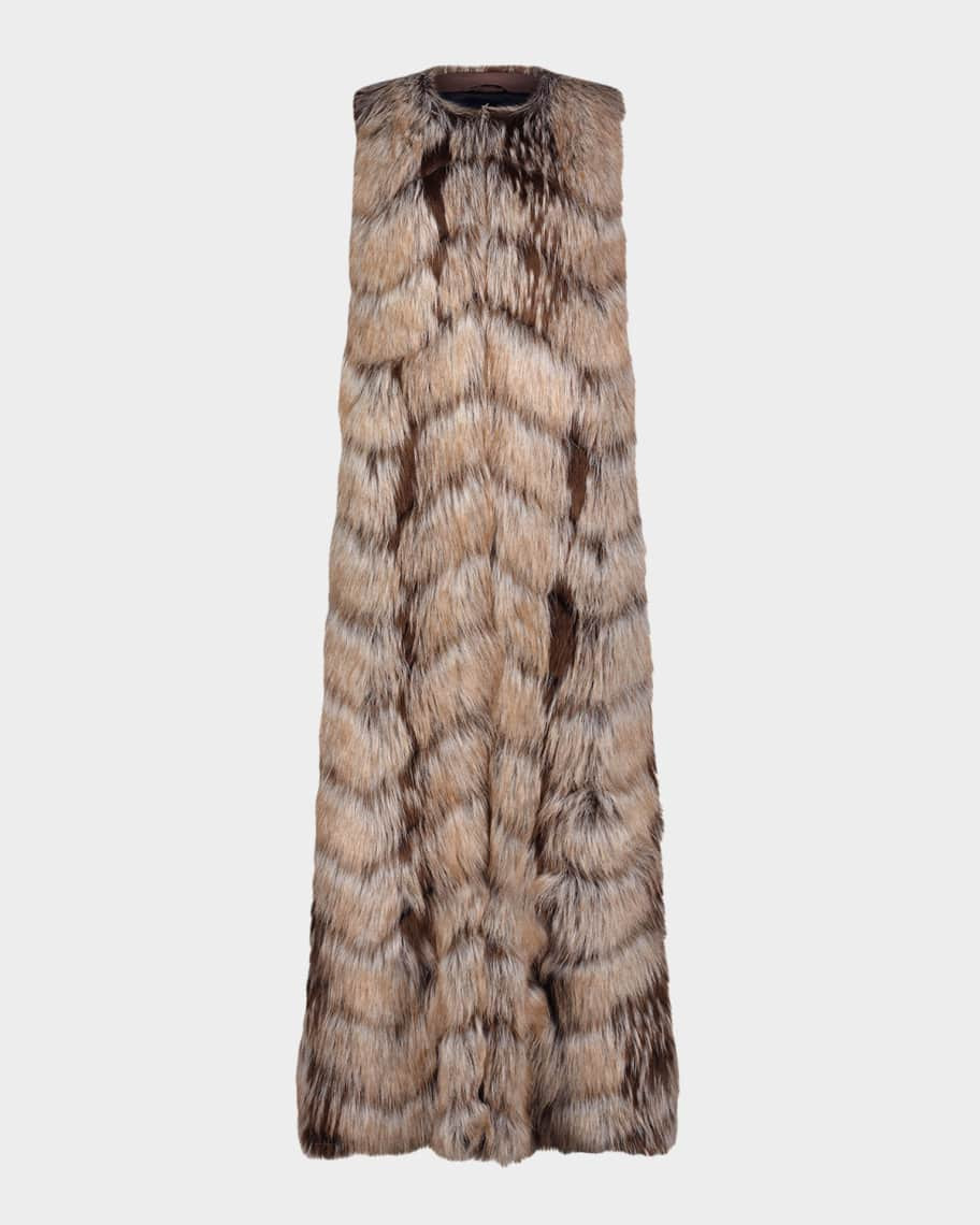 Gorski Fur-Free Floor-Length Faux Fox Vest | Neiman Marcus