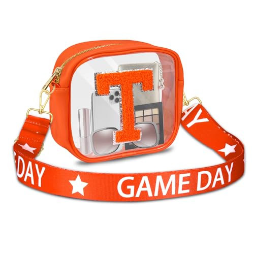 Clear Bag for Stadium Events, Orange White Football Purse Game Day Stadium Approved Clear Crossbody Purse for Sports Events (Orange White) | Amazon (US)