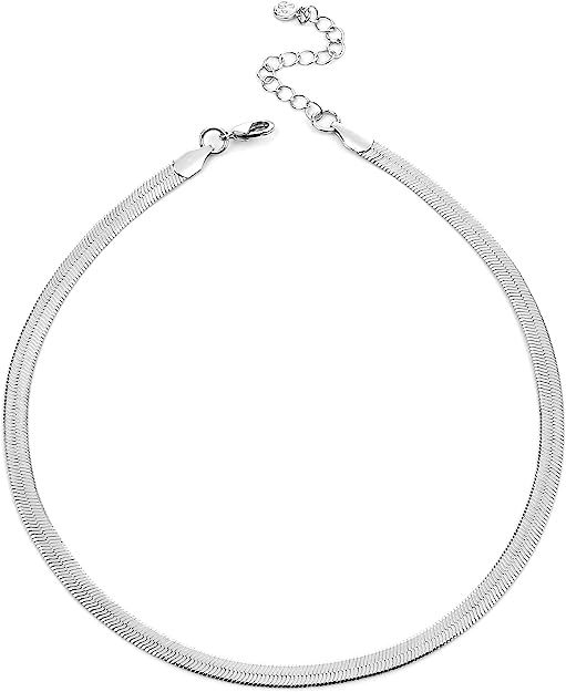 IGEMA 14K Gold Dainty Herringbone/Satellite Chain Choker Necklace Fashion Jewelry for Women Girls... | Amazon (US)