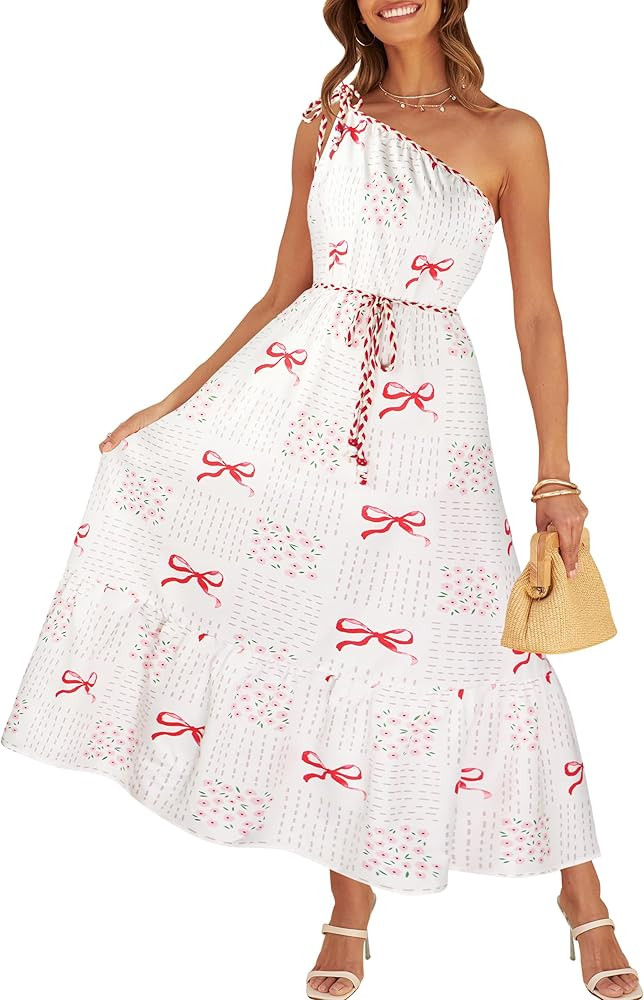 CCTOO Women's Floral Print Maxi Dress 2026 Sleeveless Summer Knot One Shoulder Flowy Boho Sundres... | Amazon (US)