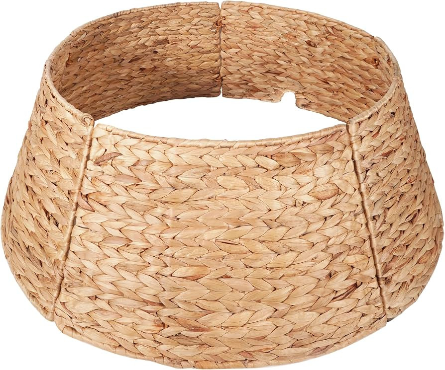Christmas Tree Collar 28 inch with Cord Cut Out Artificial Christmas Tree Skirt Woven Water Hyaci... | Amazon (US)