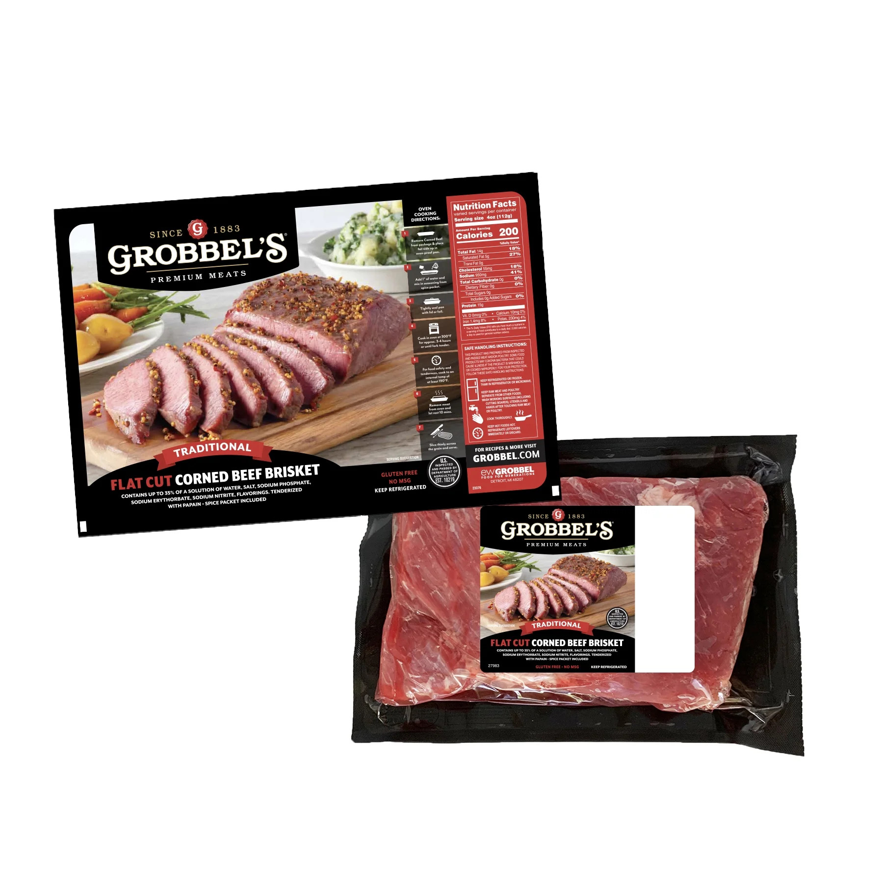 Grobbel's Fresh, Boneless, Corned Beef Brisket Flat, 1 Count, 2-5 lbs | Walmart (US)