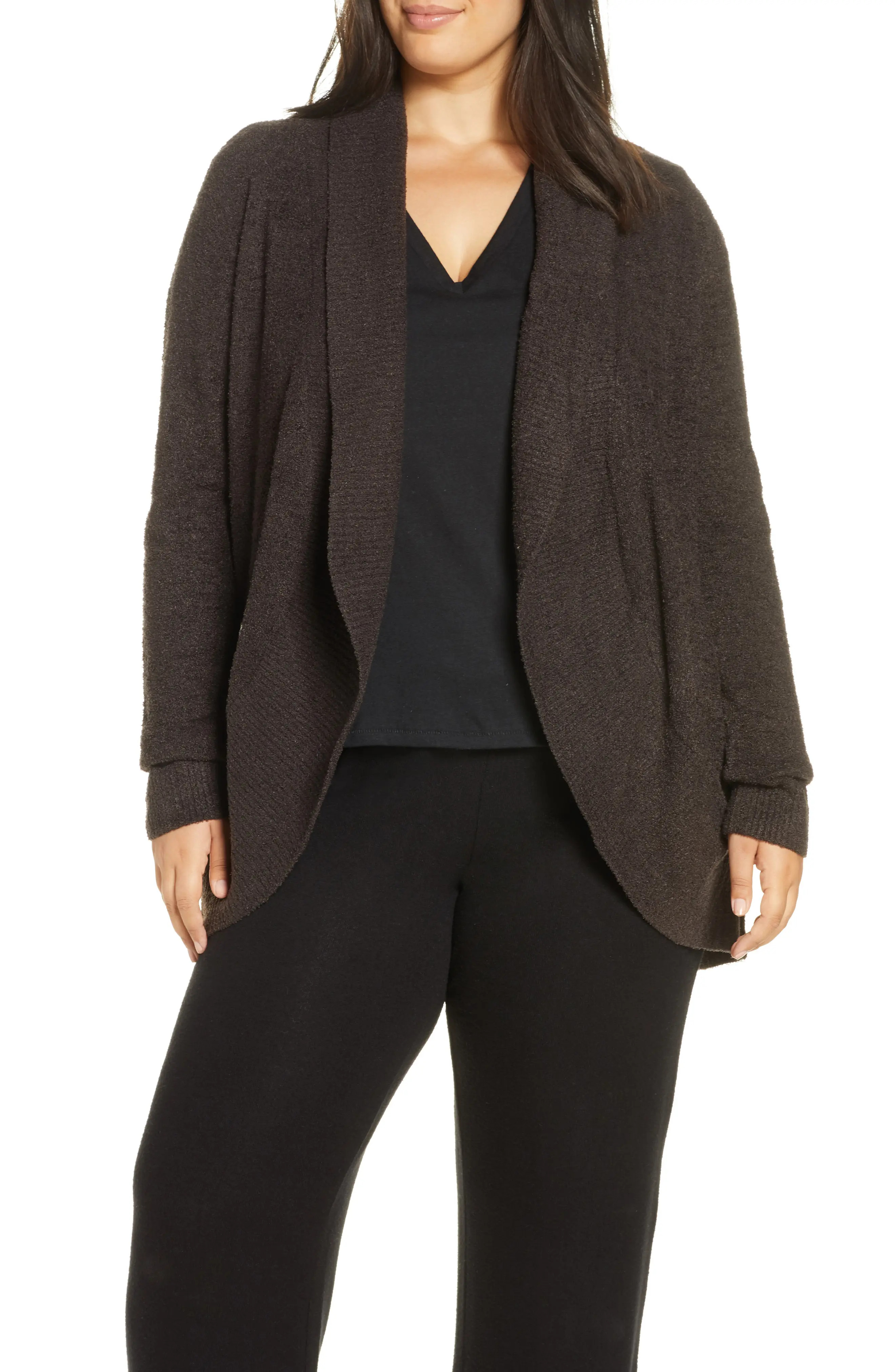 Plus Size Women's Barefoot Dreams Cozychic Lite Circle Cardigan, Size 3X - Brown | Nordstrom