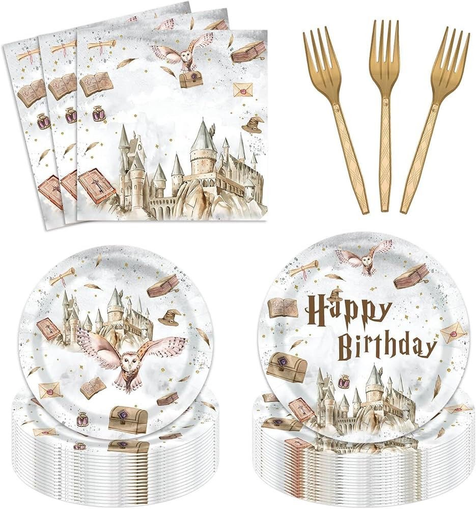 96 Pcs Magical Wizard Plates and Napkins Party Supplies Boys Girls Witch Wizard Magic SchoolHappy... | Amazon (US)