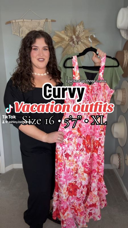 Resort wear tropical vacation outfit inspo 🌴☀️🌺 Curvy one piece swimsuit, stretchy wide leg beach pants, floral maxi dress. Swimwear has coverage back, flutter sleeves, tummy control and good amount of stretch. Wearing an XXL in swim + pants and XL in dress.

#LTKstyletip #LTKfindsunder50 #LTKVideo