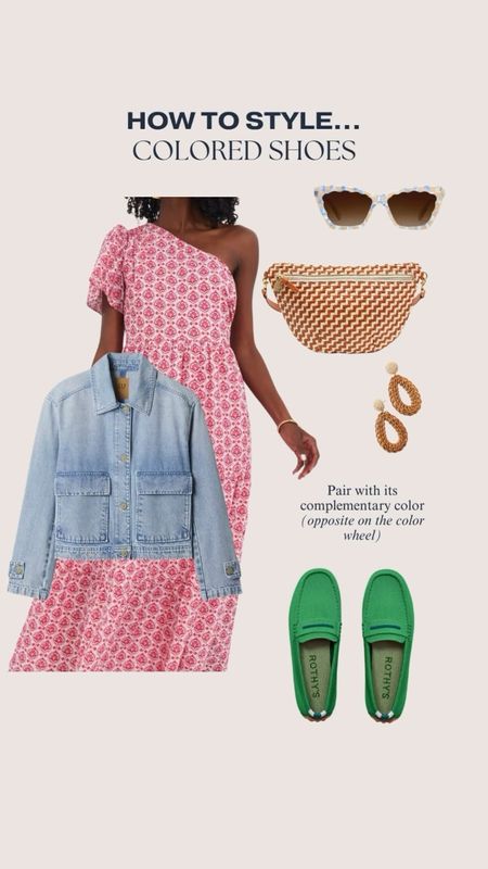How to style colored shoes for spring - 4 outfit recipes to follow. See my profile for details on each individual look. ❤️ CLAIRE LATELY 

Easter dress, rothy drivers, denim jacket, tuckernuck, Clare v bag, Krewe sunglasses, tip, work, weekend, madewell tote, stripe top, wide leg denim, sandals 


#LTKVideo #LTKstyletip #LTKSeasonal