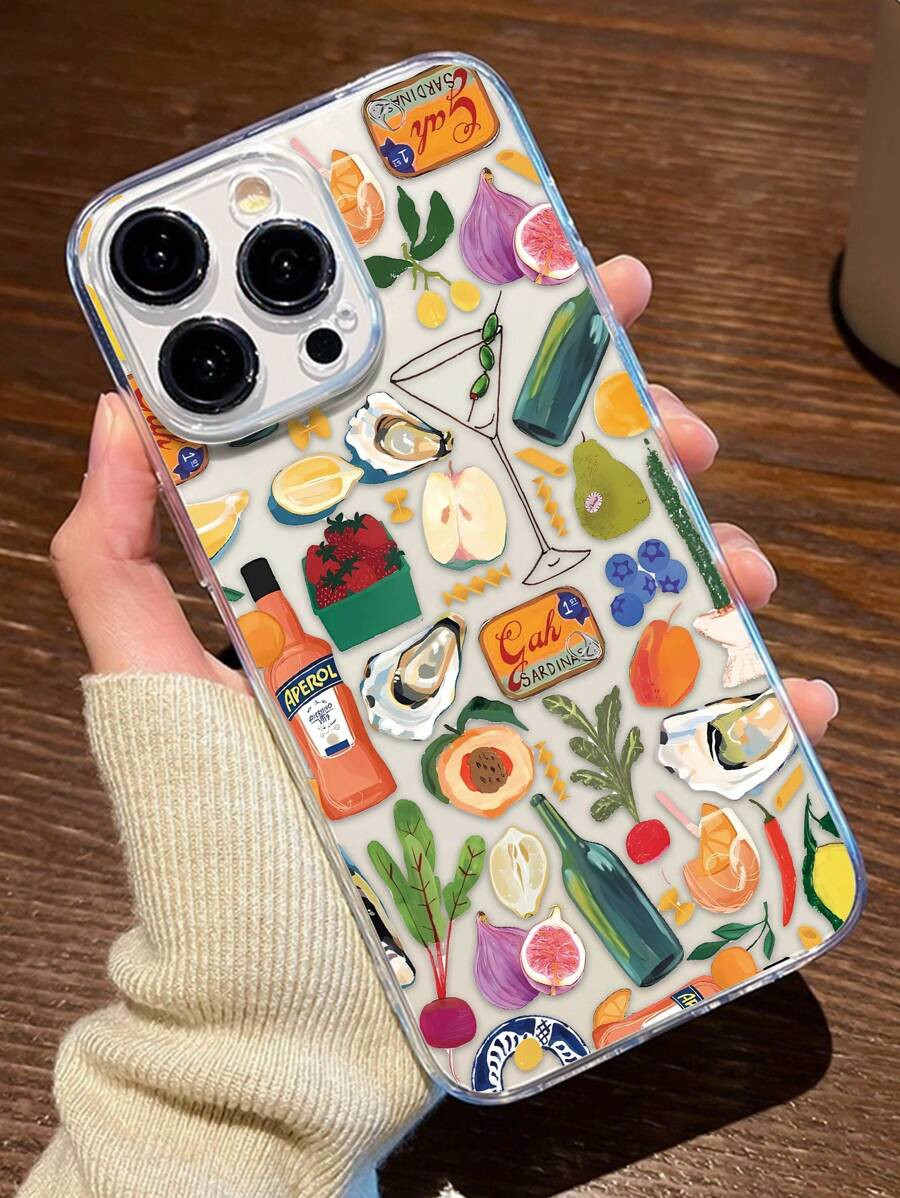 1pc Summer Holiday Themed Clear TPU Full Coverage Phone Case (Anti-Shock & Anti-Fingerprint), Com... | SHEIN