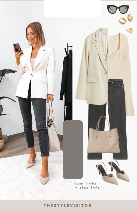 Structured blazer is from zara but linked a few dupes, same for the top and jeans. I’m wearing s. Always check the size guides before purchase to pick the right size. 

Leave a 🤍 if you want to see more casual chic work outfits

#casualchic #workoutfit #smartcasual #jeans #blazer #fittedblazer #sculpture #blazer 

#LTKSeasonal #LTKworkwear #LTKstyletip