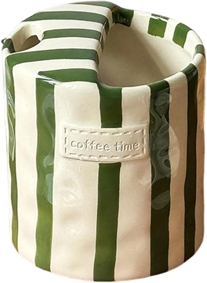 MEKUTV Retro Striped Ceramic Coffee Mug, Accessories, NonSlip Handheld Mug, For Milk Latte Hot Co... | Amazon (US)
