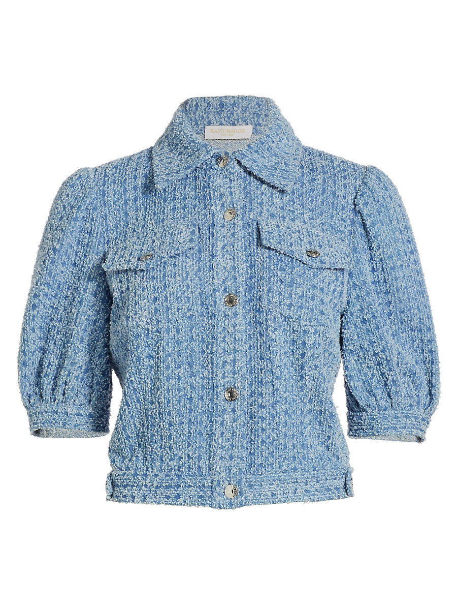 Women's Ardith Bouclé Puff-Sleeve Jacket - Textured Wash - Size XXS | Saks Fifth Avenue