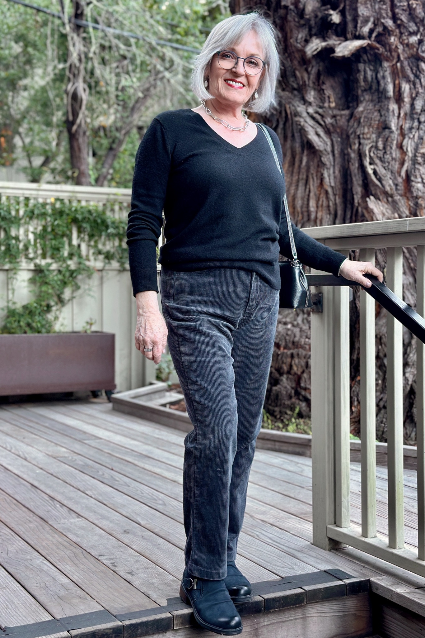 Black $50 Quince cashmere sweater over straight corduroy pants with comfy booties. 
Sweater size M
Pants size 29


#LTKShoeCrush #LTKOver40 #LTKFindsUnder50