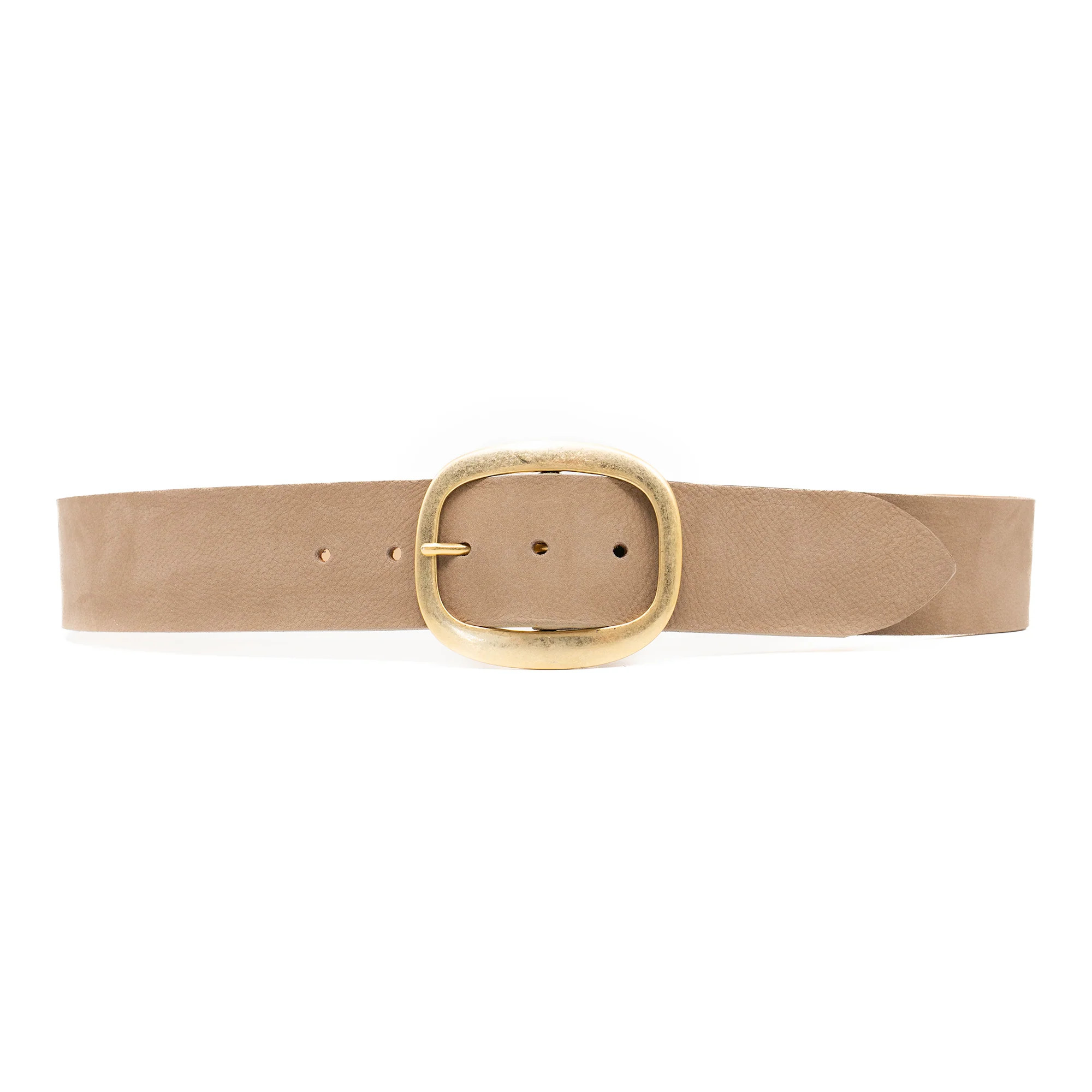 Penelope Waist Belt - Taupe Nubuck with 24K Gold Oval Buckle | Streets Ahead | Streets Ahead Inc