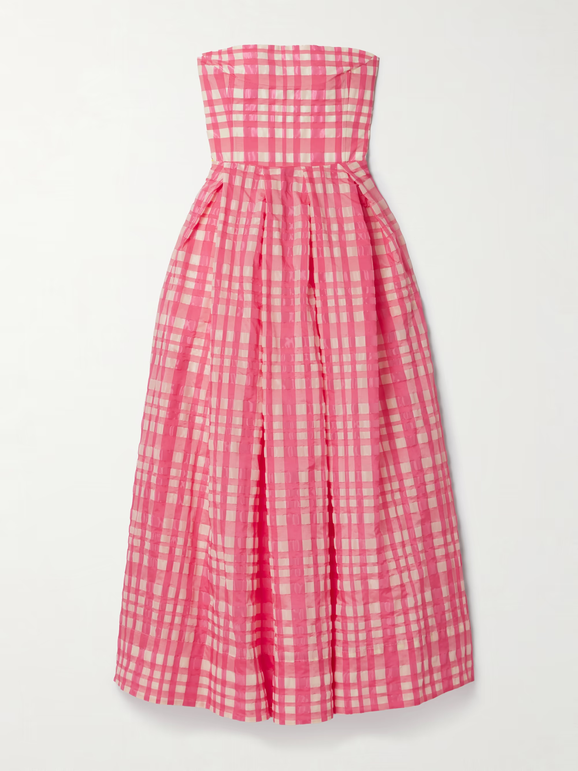 Oh Oh Liva strapless pleated checked organza and taffeta maxi dress | NET-A-PORTER (US)