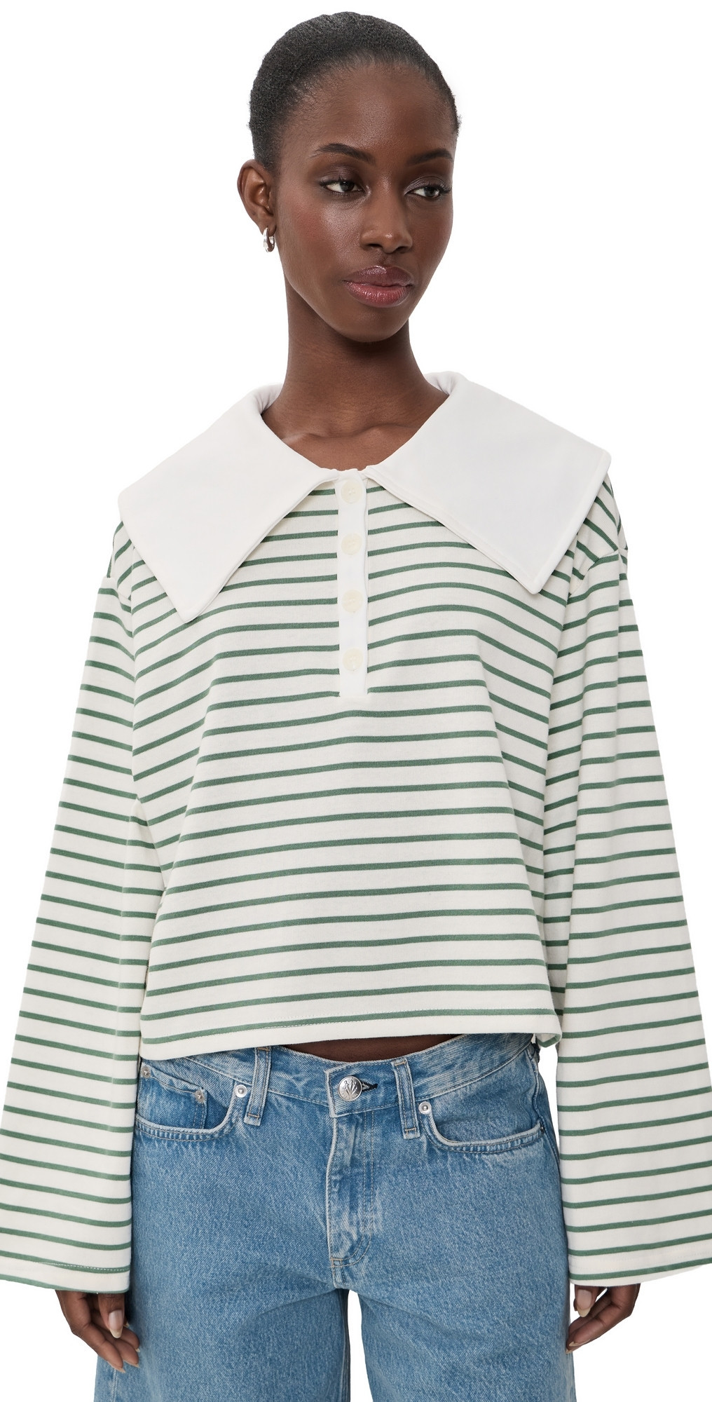 VRG GRL Julieta Polo Green Stripe XL | Shopbop