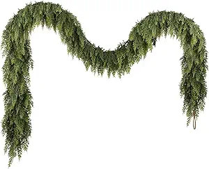 N&T NIETING 9ft Christmas Cedar Garland with Realistic Soft Thickness Pine, Artificial Green Faux... | Amazon (US)