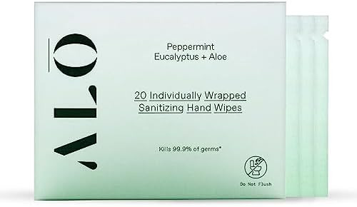 ALŌ Peppermint Eucalyptus + Aloe Sanitizing Hand Wipes - Clean Hands, Clear Mind On The Go Sanit... | Amazon (US)