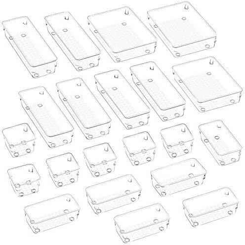 JARLINK 21 Pack Desk Drawer Organizer Trays with 4 Different Sizes, Versatile Clear Drawer Organi... | Amazon (US)