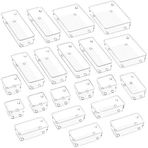 JARLINK 21 Pack Desk Drawer Organizer Trays with 4 Different Sizes, Versatile Clear Drawer Organi... | Amazon (US)