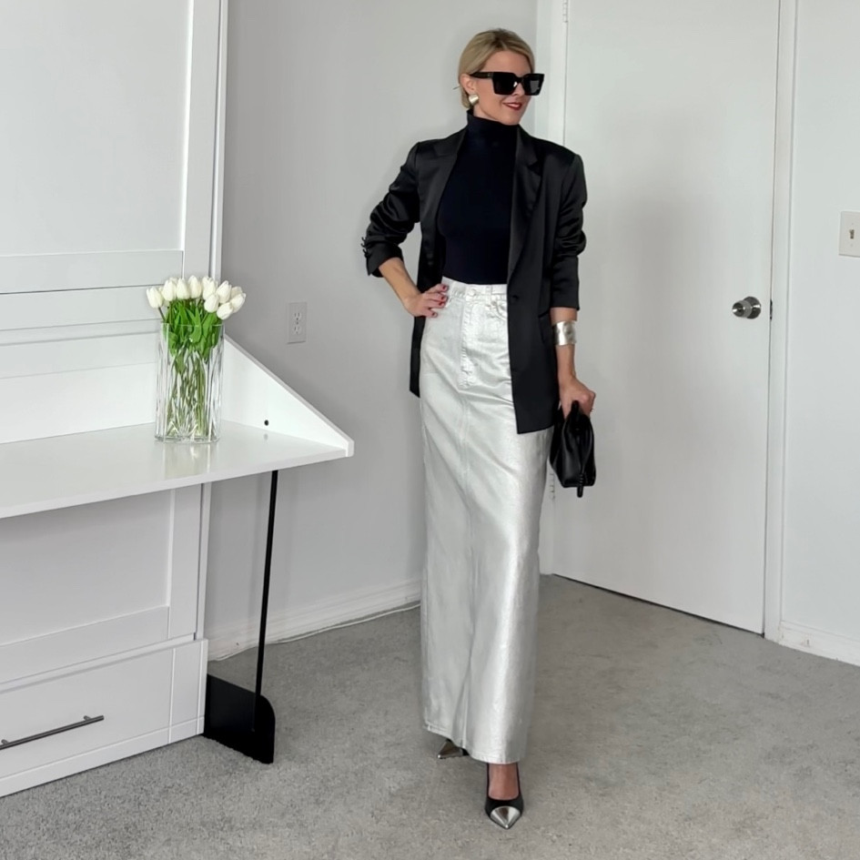 The exact skirt I'm wearing sold out and had not restocked.    I recommend the revolve one I linked for a very close match.    

I marked the Michael Kors heels as exact, they are the same as I'm wearing except the heel is slightly higher.   The heel height I'm wearing is no longer available.    They are true to size.    

All else true to size

#LTKHoliday #LTKparties