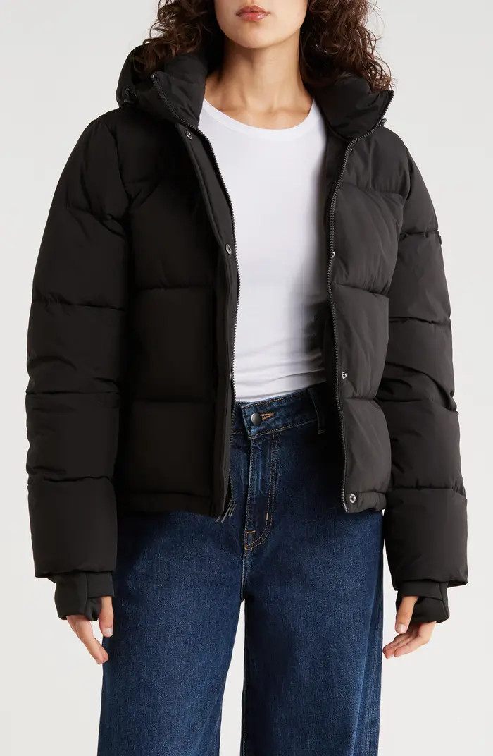 BCBGeneration Missy Hooded Water Resistant Crop Puffer Jacket | Nordstromrack | Nordstrom Rack