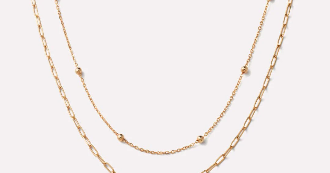Gold Paperclip & Satellite Necklace | Ana Luisa