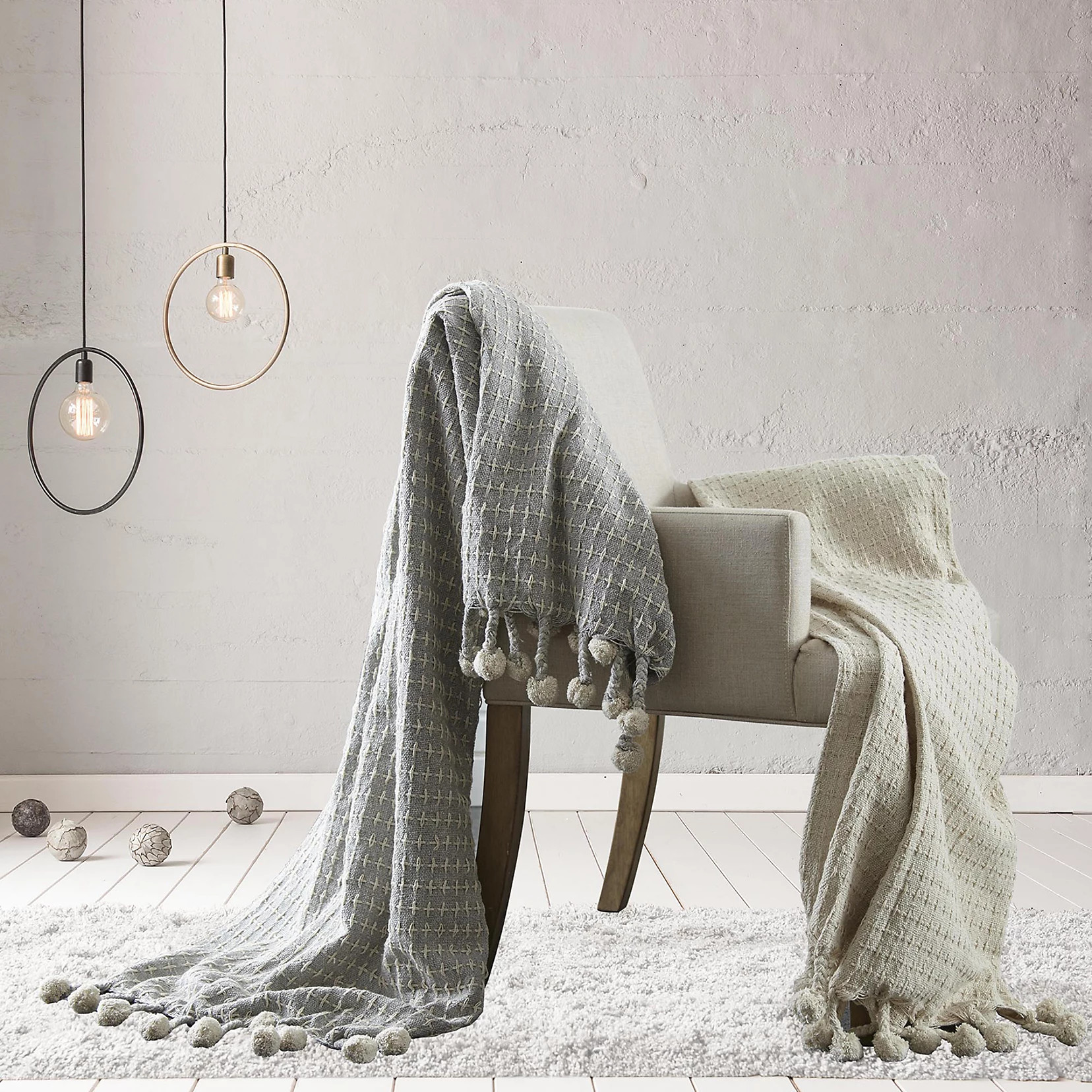 Cross Stitch Pom-Pom 2-pack Cotton Throws | Kohl's