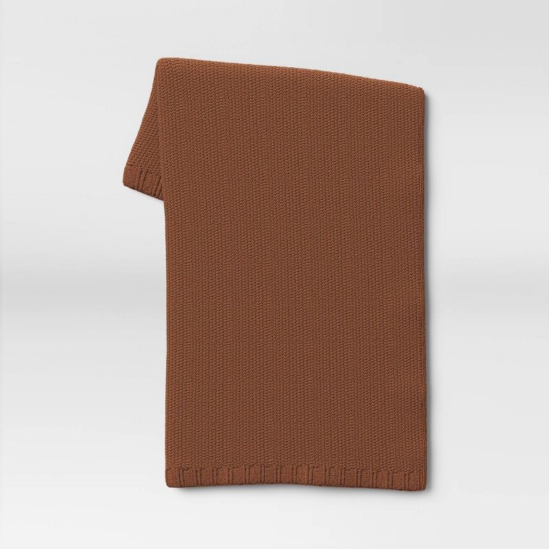 Solid Chenille Knit Throw Blanket Chestnut - Threshold&#8482; | Target