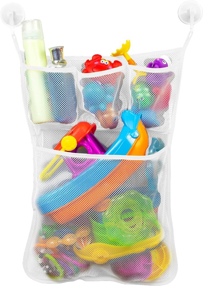 S&T INC. Baby Bath Tub Toy Storage Net with Pockets, Shower Caddy Holds Kids Toys, Soap, or Shamp... | Amazon (US)