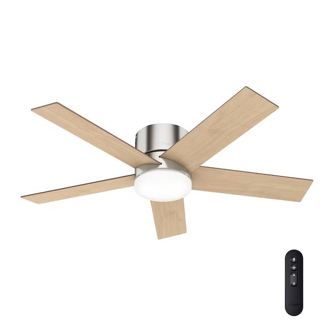 Hunter Vicinity 52-in Brushed Nickel LED Indoor Flush Mount Ceiling Fan with Light Remote (5-Blad... | Lowe's