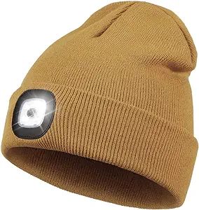 YunTuo LED Beanie with Light, Unisex USB Rechargeable Headlamp Winter Knitted Cap Gifts for Men D... | Amazon (US)
