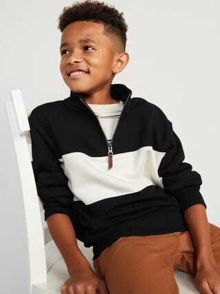 Long-Sleeve Color-Blocked Quarter-Zip Sweatshirt for Boys | Old Navy (US)
